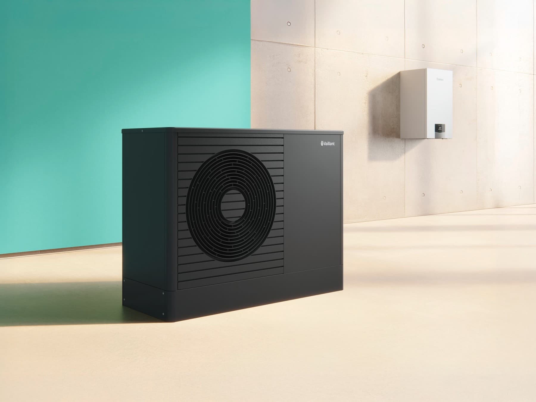 Sistema de aquecimento híbrido com a bomba de calor aroTHERM plus e a caldeira a gás de condensação ecoTEC plus